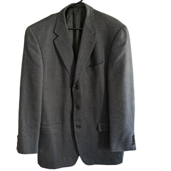 Joseph Abboud blazer suit jacket size 42L 100% wool houndstooth pattern blue tan - Picture 1 of 7